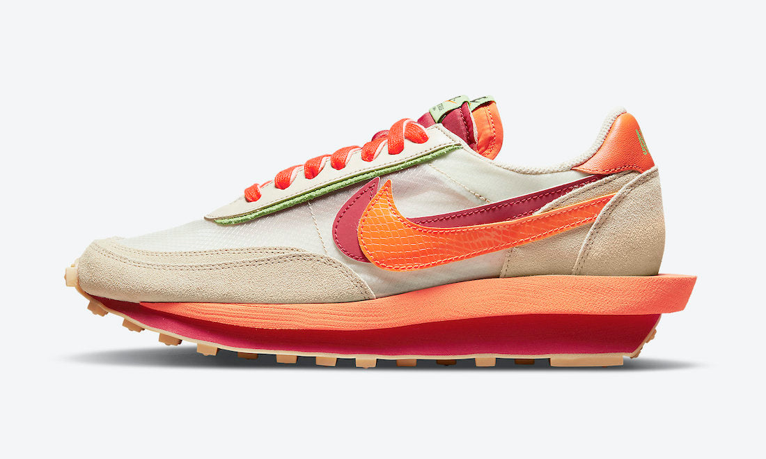 Sacai x CLOT x Nike LDWaffle “Orange Blaze”