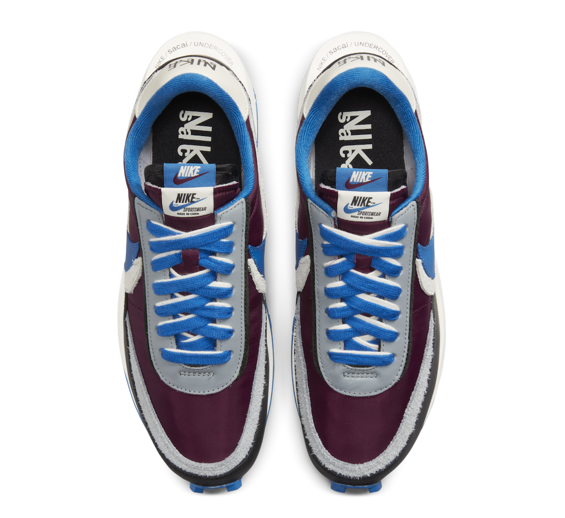 Sacai x UNDERCOVER x Nike LDWaffle “Night Maroon / Team Royal”