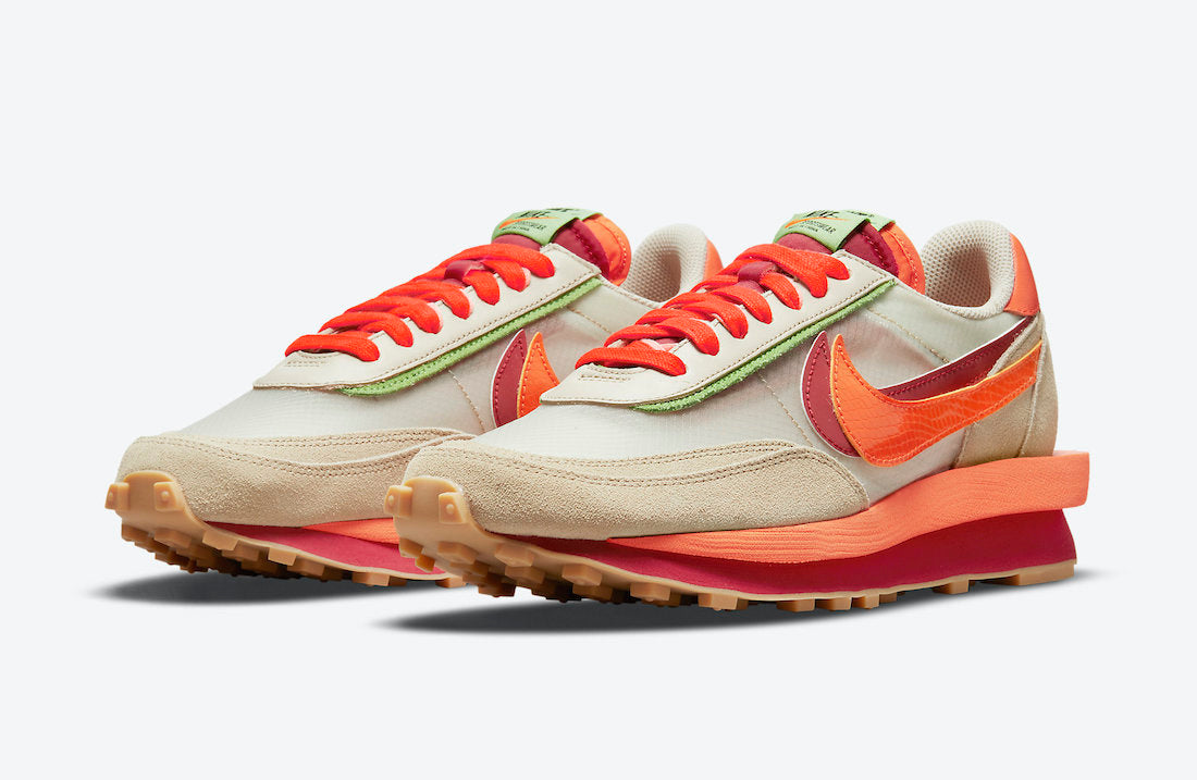 Sacai x CLOT x Nike LDWaffle “Orange Blaze”