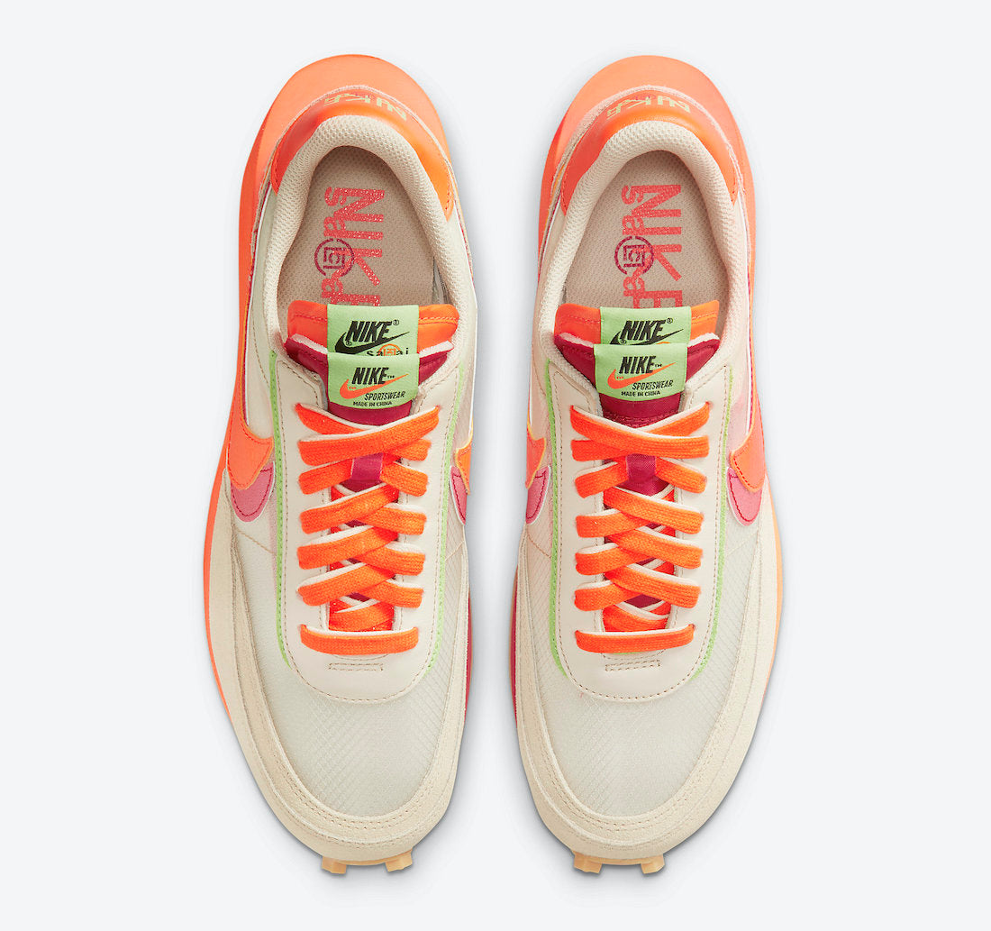 Sacai x CLOT x Nike LDWaffle “Orange Blaze”