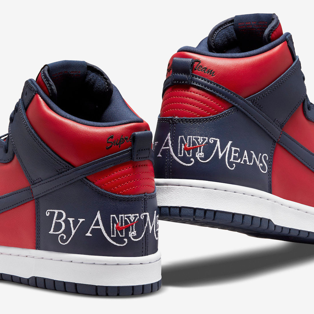 Supreme x Nike Dunk High "By Any Means - Red - Navy"