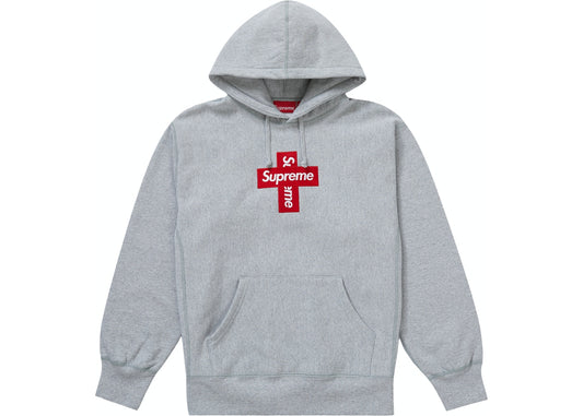 Supreme-Cross-Box-Logo-Hooded-Sweatshirt-Heather-Grey