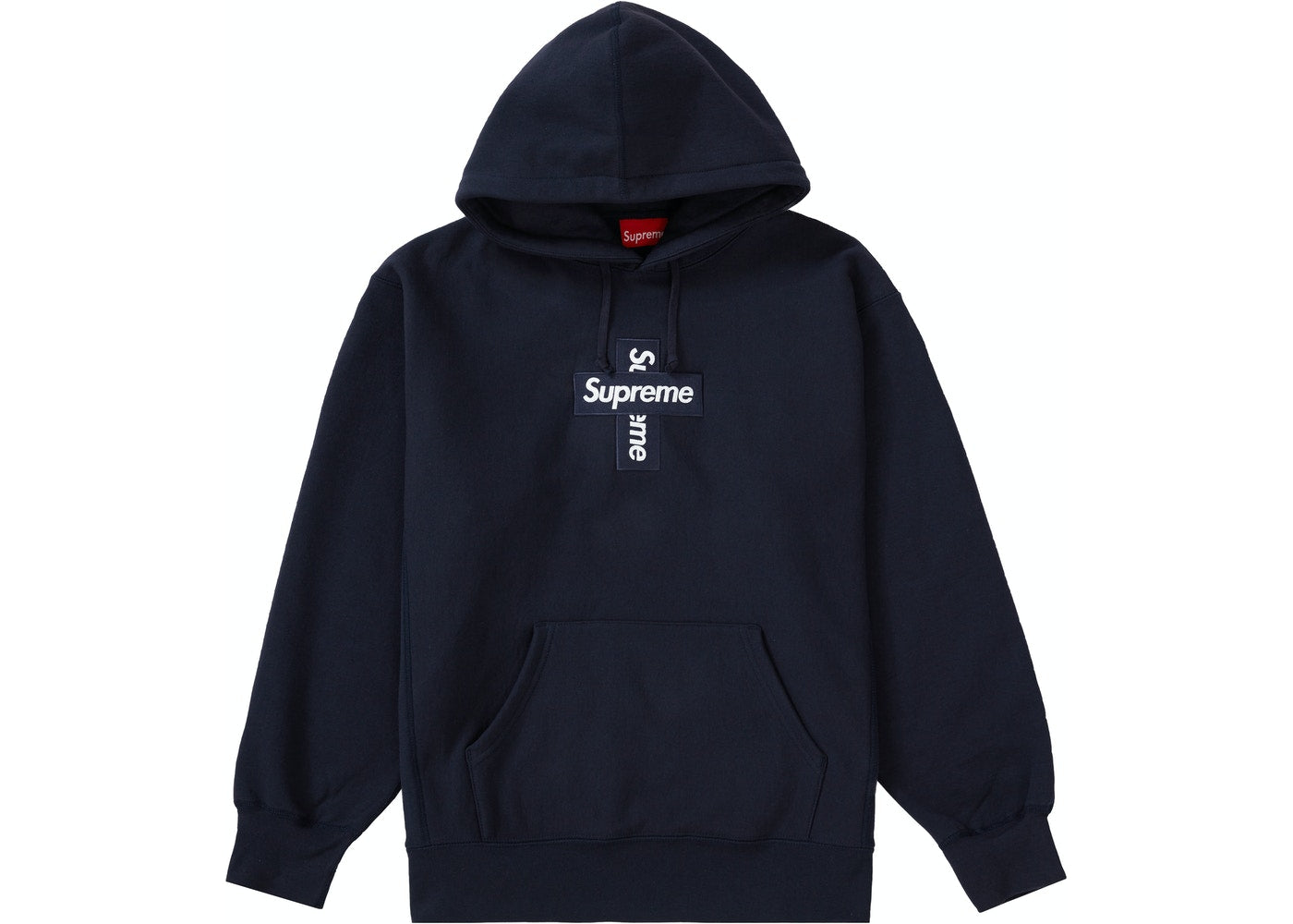Supreme-Cross-Box-Logo-Hooded-Sweatshirt-Navy