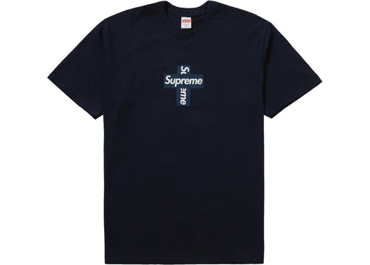 Supreme-Cross-Box-Logo-Tee-Navy