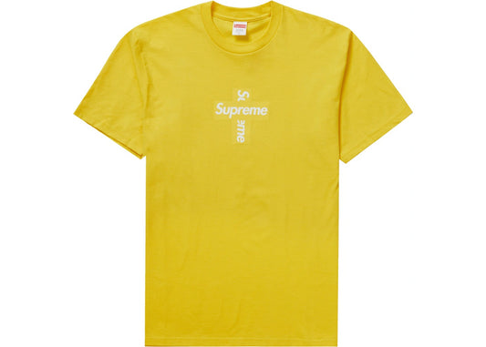 Supreme-Cross-Box-Logo-Tee-Yellow