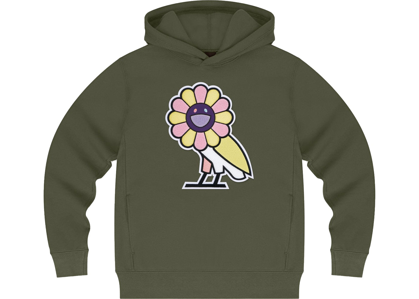 Takashi-Murakami-x-OVO-Surplus-Flower-Owl-Hoodie-Military-Green